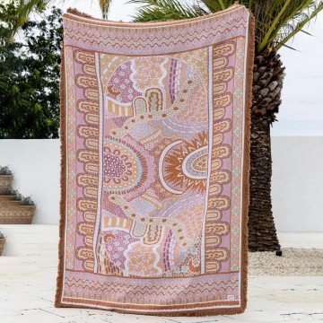 Indigenous Art Throw Rug | Alkira Pink | Taylor-Lee Indigenous Art Throw Rug | Alkira Pink | Taylor-Lee